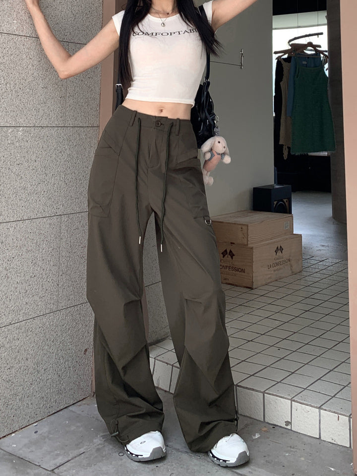 Retro Casual Quick-drying American Casual Working Pants Women-Suits & Sets-Zishirts