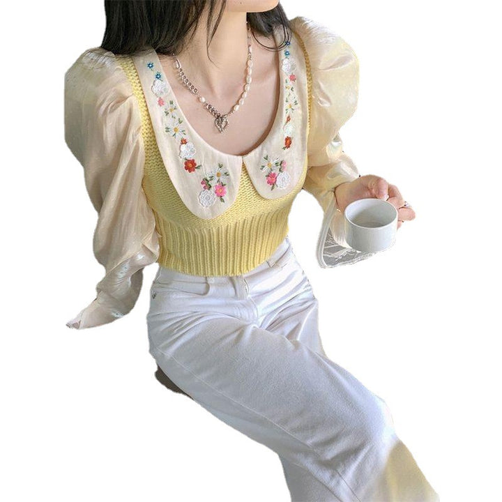 Short Knitwear Small French Tea-Sweaters-Zishirts