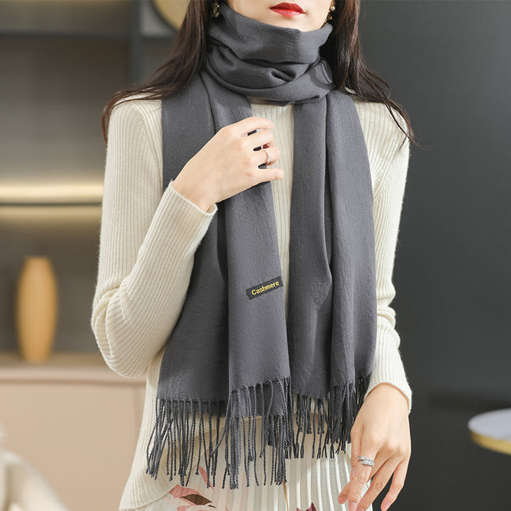 Winter Women's Dual-use Cashmere Solid Scarf-Scarves & Wraps-Zishirts