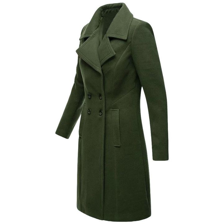 Long Woolen Women's Coat Indoor And Outdoor Casual Jacket Double Breasted-Jackets-Zishirts