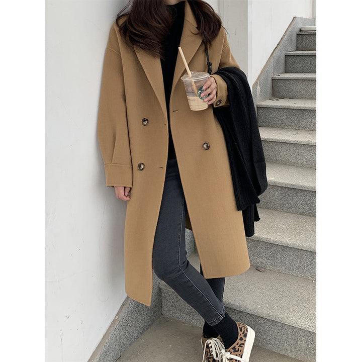 Women's Mid-length Woolen Coat Thickened Small-Jackets-Zishirts