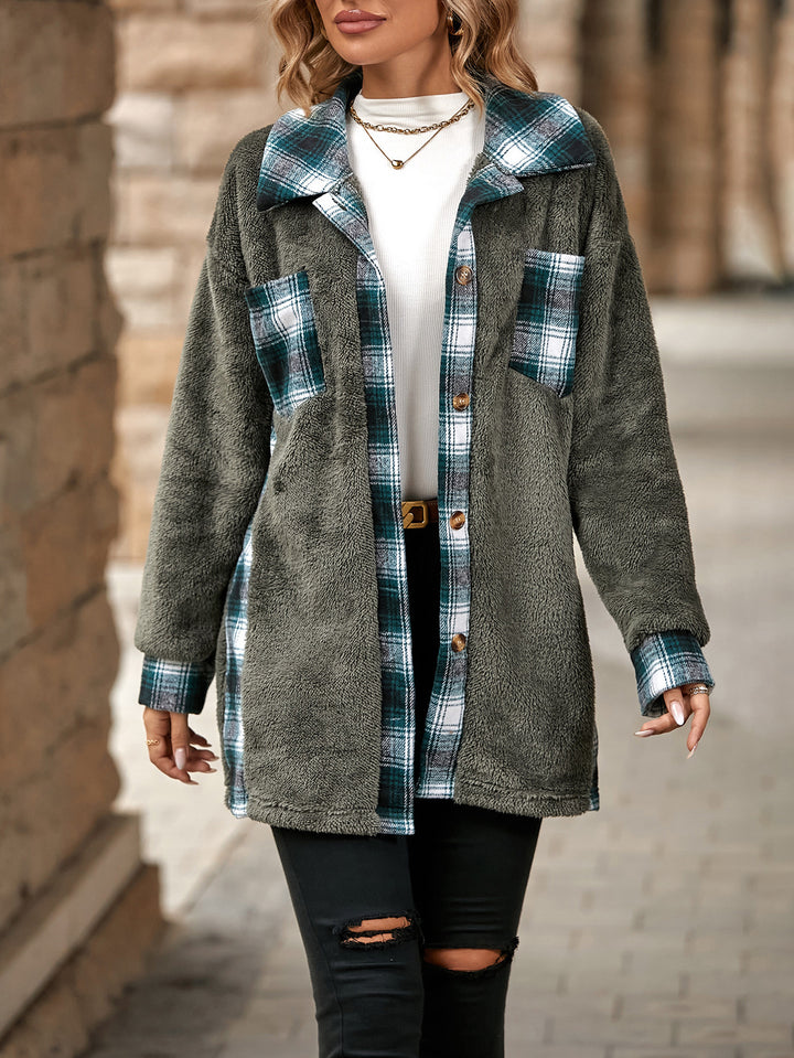 Plaid Woolen Coat Fashion Lapel Single-breasted Mid-length Coat Women's Clothing-Jackets-Zishirts