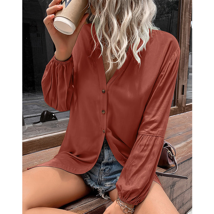 Autumn And Winter New European And American Leisure Loose Single-breasted Shirt Dress-Blouses & Shirts-Zishirts