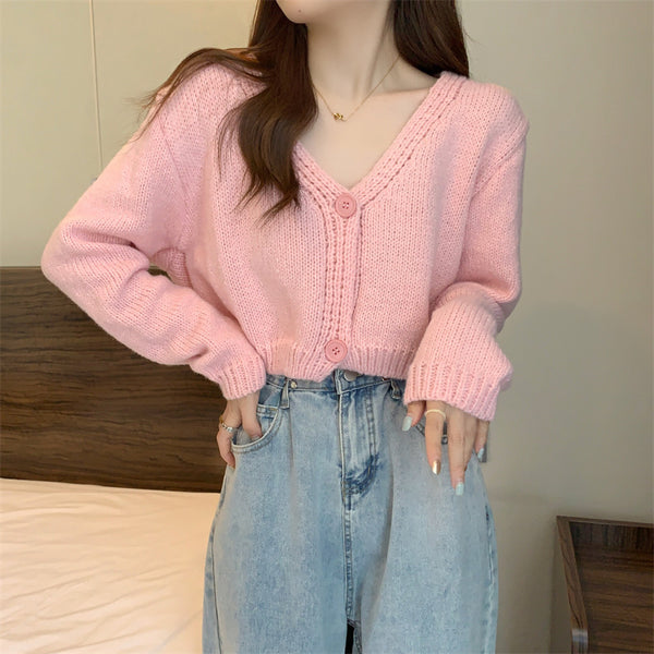 Women's Knitted Cardigan Short Sweater-Sweaters-Zishirts