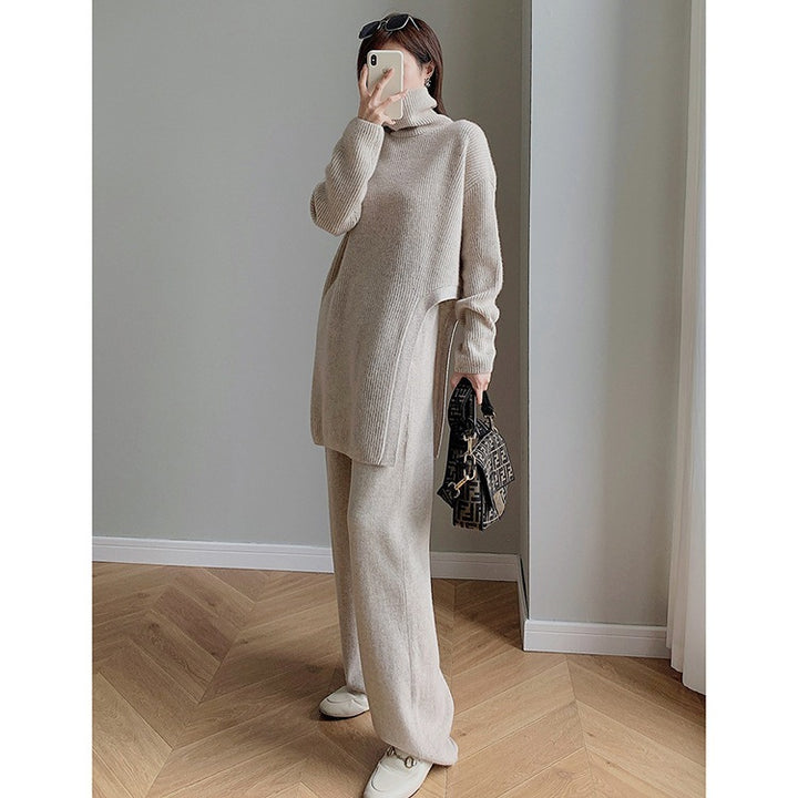 Women's Turtleneck Soft Glutinous Sweater Suit-Suits & Sets-Zishirts