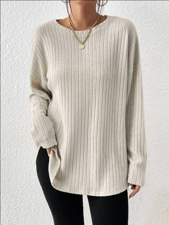 Casual Loose Solid Color Round Neck Sweater-Sweaters-Zishirts