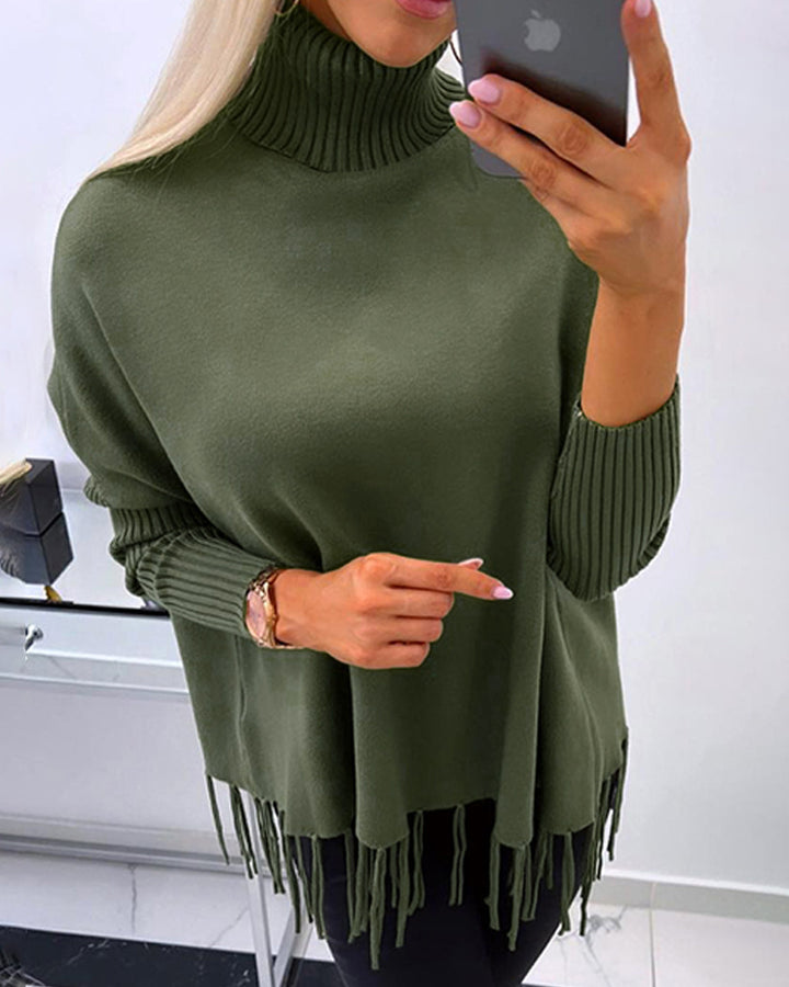 European And American Women's Clothing Turtleneck Woolen Top-Womens 2024 March-Zishirts