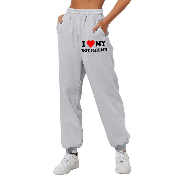 I Love MY BOYFRIEND Printed Trousers Casual Sweatpants Men And Women Sports Pants-Women's Outerwear 2023-Zishirts