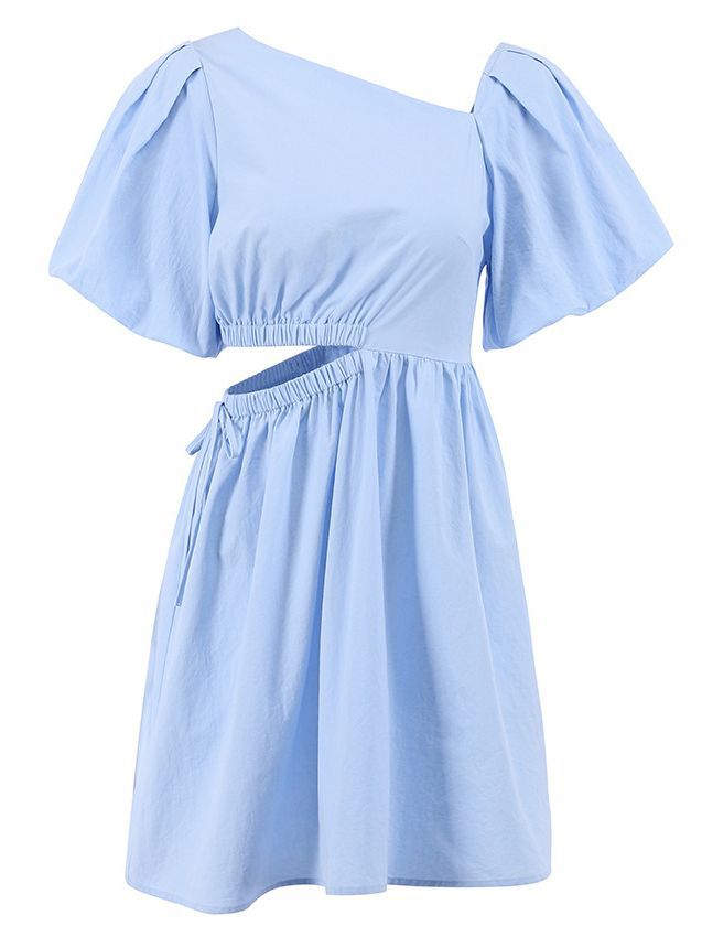 Women's Fashion Casual Cotton Puff Sleeve Dress-Lady Dresses-Zishirts