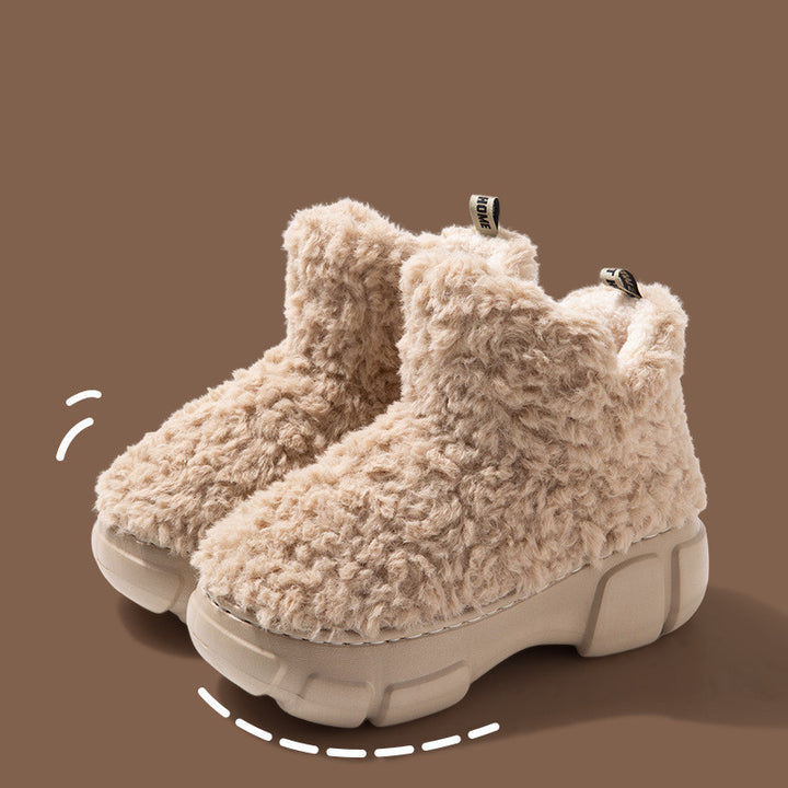 Winter Cashmere Snown Boots With 6cm Platform Warm Plus Velvet High-top Fleece Cotton Shoes Women Outdoor Indoor House Plush Shoes-Womens Footwear-Zishirts