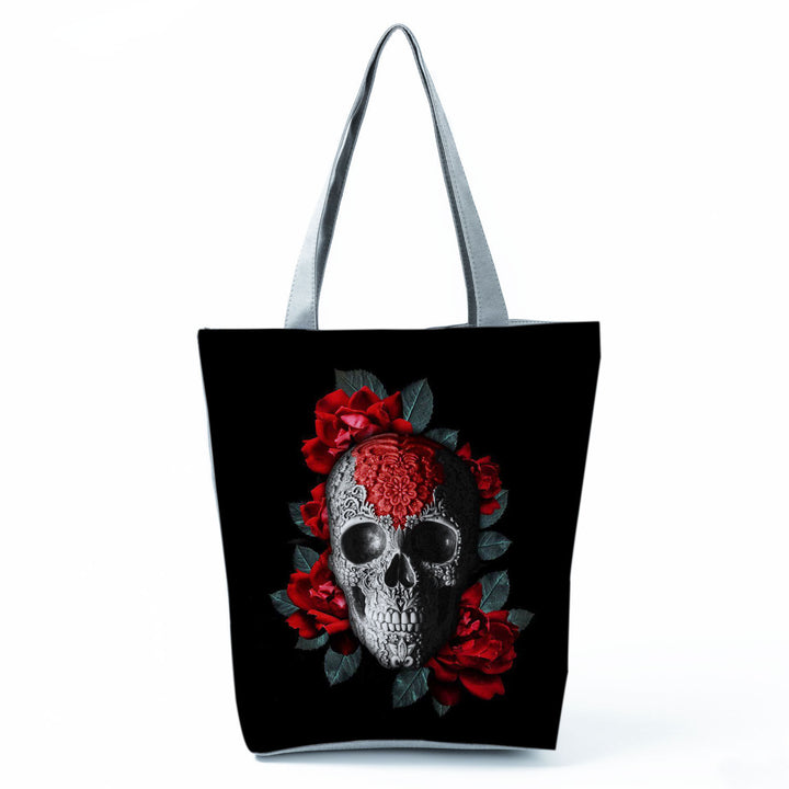 Portable Large Capacity Skull Printed Handbag-Women's Bags-Zishirts