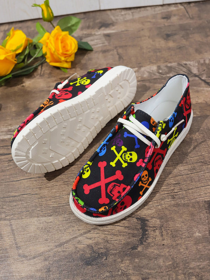 Halloween Pumpkin Print Ghost European And American Flat Canvas Casual Shoes-Womens Footwear-Zishirts