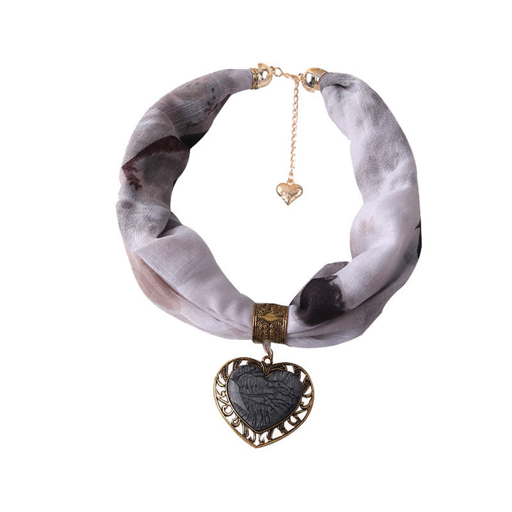 Ethnic Peach Heart Jewelry Necklace Scarf Female-Scarves & Wraps-Zishirts