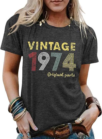 Vintage Women's Letter Vintage Print Party Top-Womens 2024 March-Zishirts