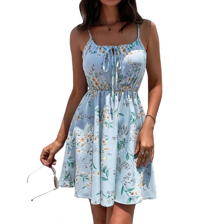 Elegant Sleeveless Dress Pullover Print Elastic Waist-Lady Dresses-Zishirts