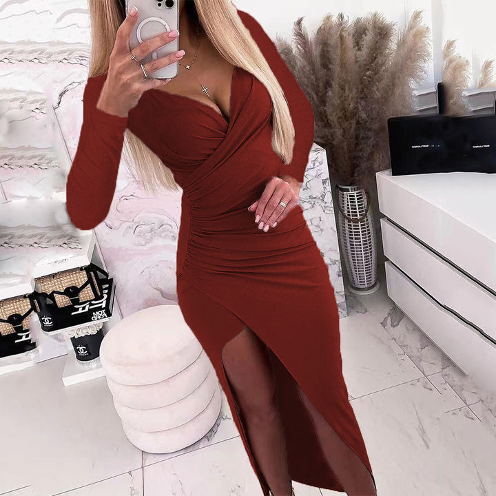 Women's Fashion Long Sleeve Shiny Long-sleeved Dinner Dress-Women's Outerwear 2023-Zishirts