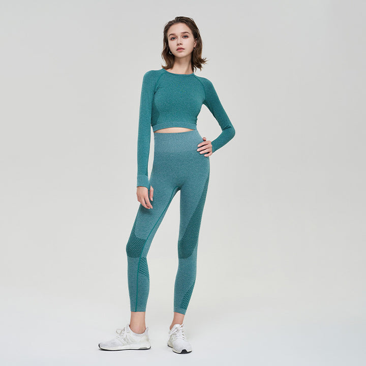 Seamless Sports Suit High Elastic Workout Long Sleeve Trousers Yoga Clothes-Women's Outerwear 2023-Zishirts