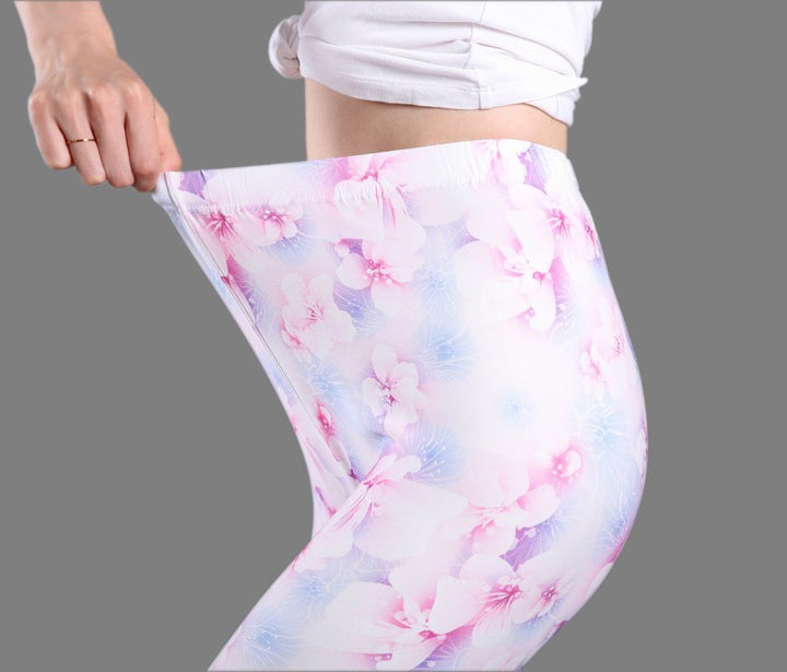 Spring And Summer Milk Silk Printed Leggings For Women-Womens 2024 March-Zishirts