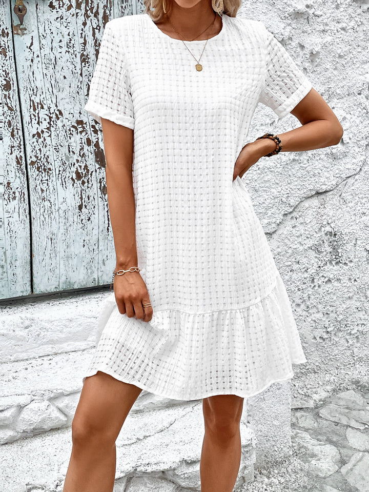 Sweet Solid Color Short Sleeve Dress-0-Zishirts