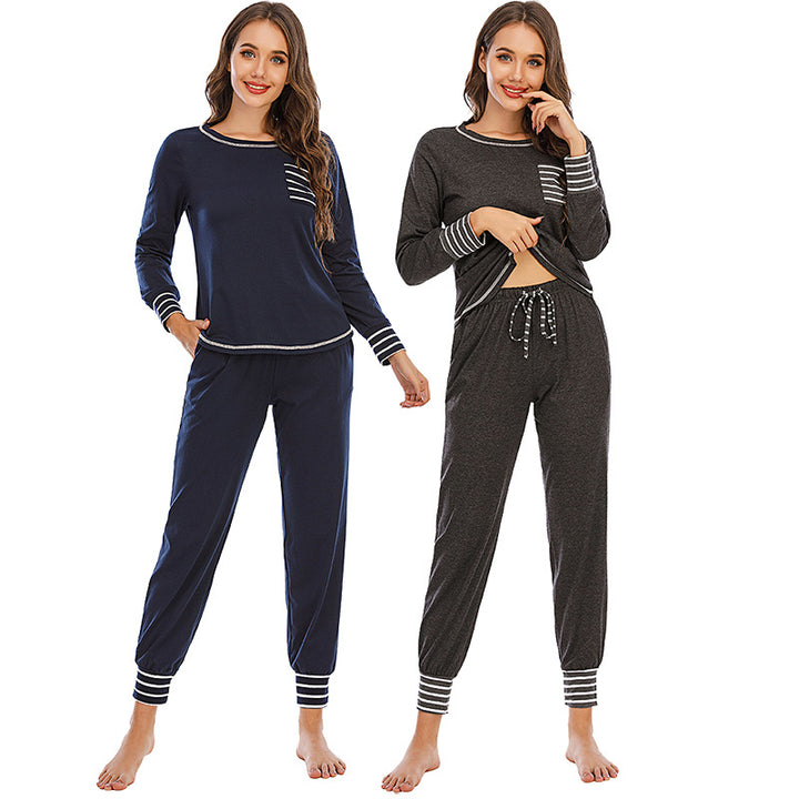 Women's Fashion Casual Home Round Neck Long Sleeve Homewear Suit-Suits & Sets-Zishirts