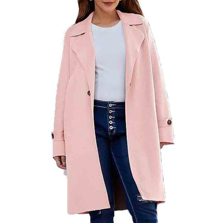 Long Sleeve Lapel Button Baggy Coat Women-Jackets-Zishirts