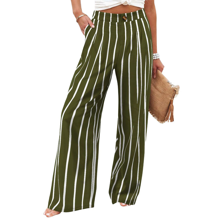 Women's Button Elastic Waist Wide Leg Trousers-Womens 2024 March-Zishirts