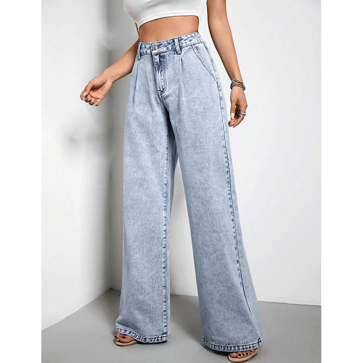 Women's Wide Leg Drape Loose Denim Trousers-0-Zishirts