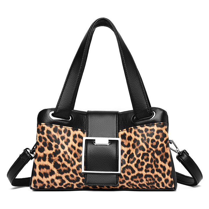 Leopard Print Soft Leather Fashion Shoulder Messenger Bag-Women's Bags-Zishirts