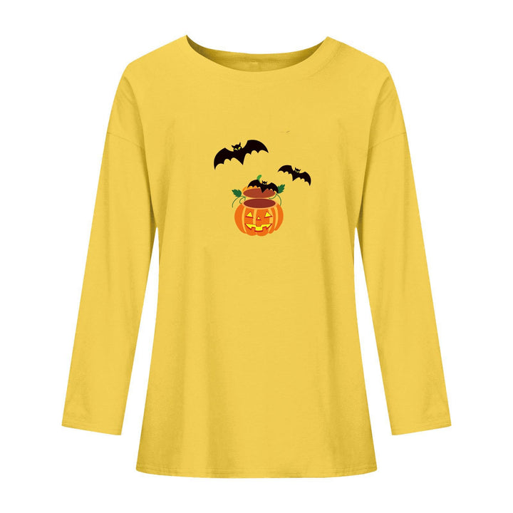 Halloween Bat Printed Crew Neck Top-Blouses & Shirts-Zishirts