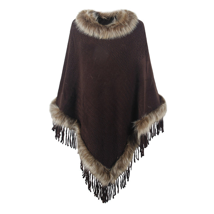 Mao Mao Yu Foreign Trade Knitted Tassel Cloak For Women-Scarves & Wraps-Zishirts