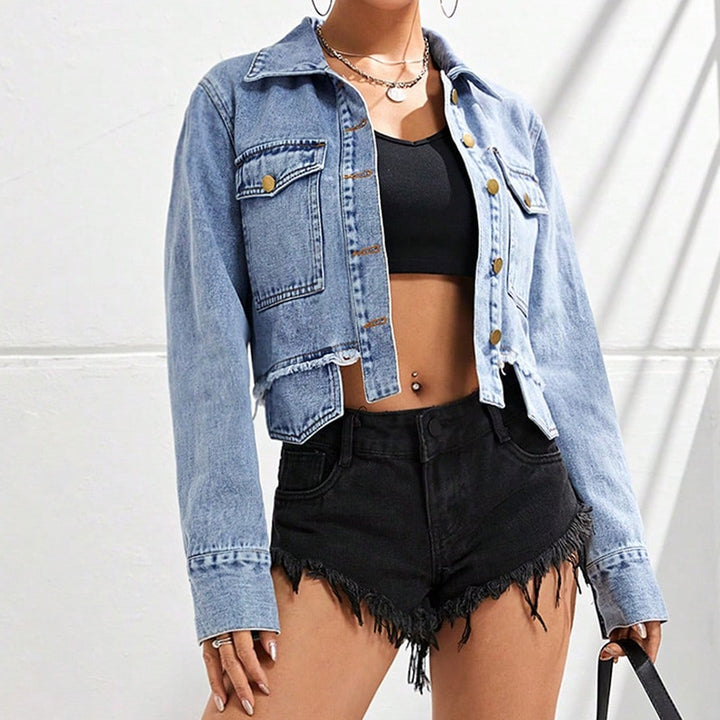 Women's Fashion Short Denim Coat-0-Zishirts