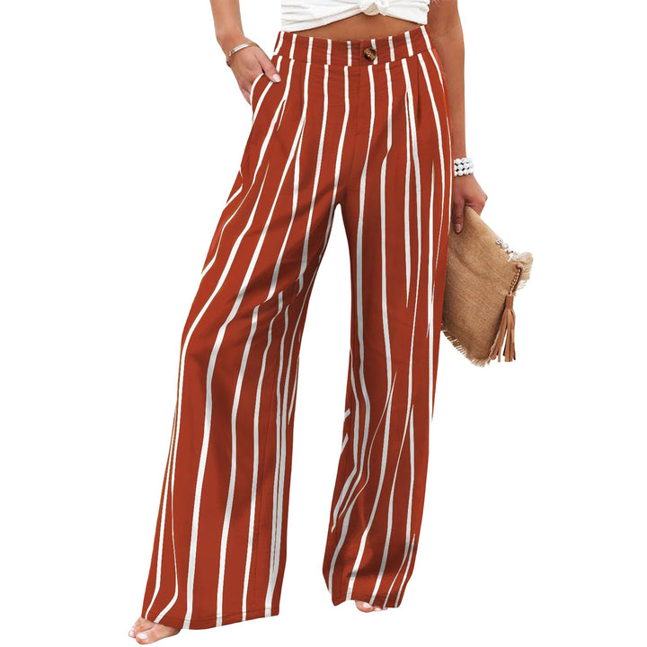 Women's Button Elastic Waist Wide Leg Trousers-Womens 2024 March-Zishirts