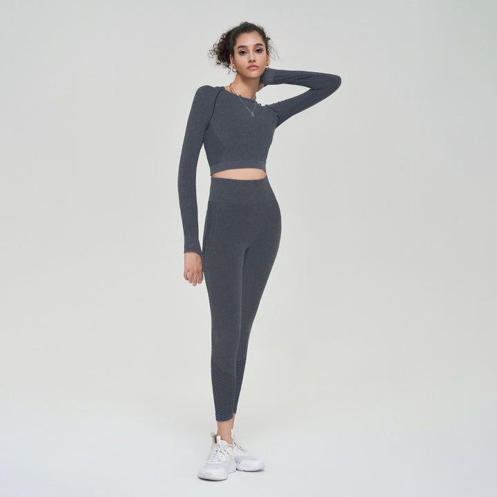 Seamless Sports Suit High Elastic Workout Long Sleeve Trousers Yoga Clothes-Women's Outerwear 2023-Zishirts