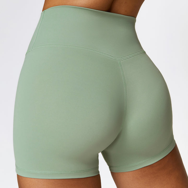 Brushed Tight Yoga Shorts Women's High Waist Belly Contracting Fitness Pants-Women's Outerwear 2023-Zishirts