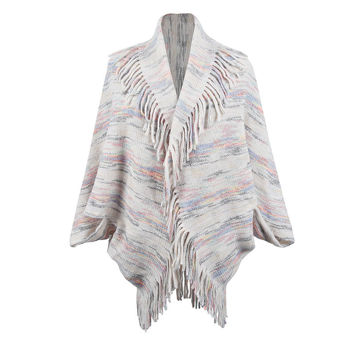 Drizzling Colorful Striped Tassel Women's Shawl-Scarves & Wraps-Zishirts