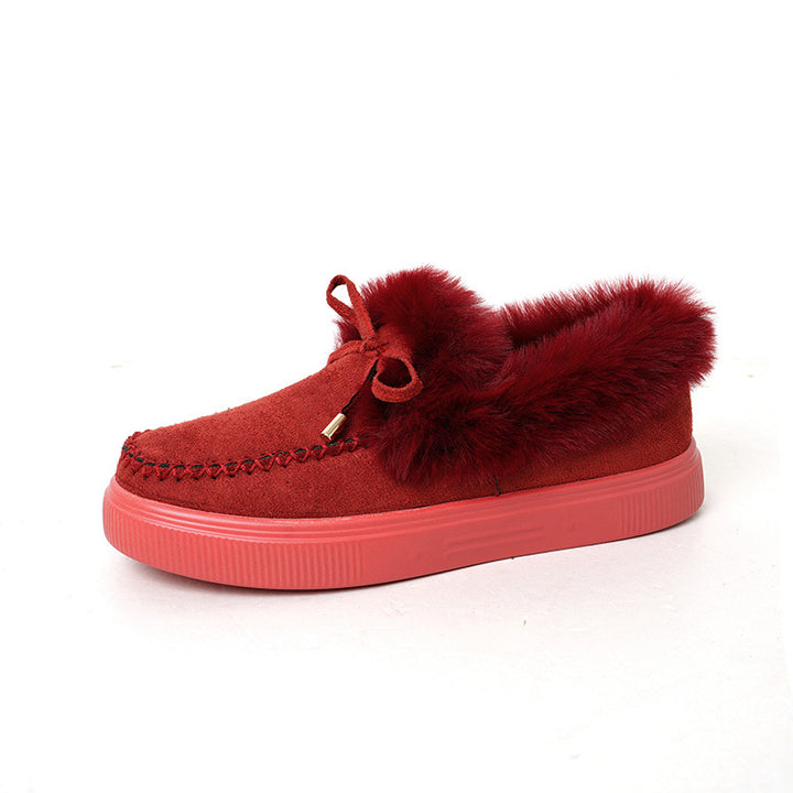 Women's Fashion Casual Round Head Thick Bottom Fluffy Cotton Shoes-Womens Footwear-Zishirts