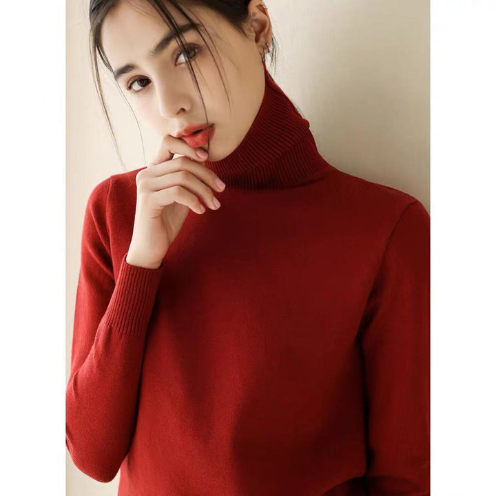 Women's Fashion Loose And Slimming Turtleneck Long Sleeve Knitted Bottoming Shirt Knitwear-Women's Outerwear 2023-Zishirts