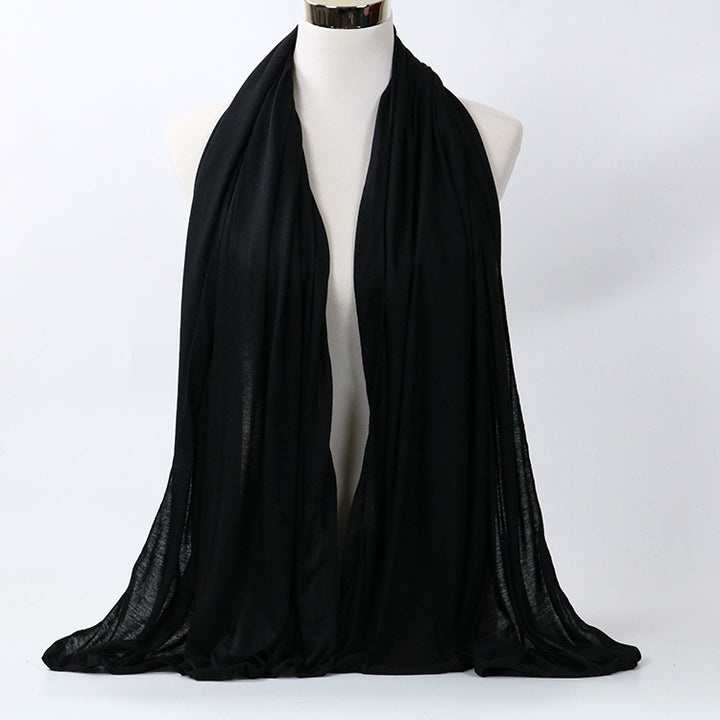 Women's Monochrome Mercerized Cotton Jersey Scarf-Scarves & Wraps-Zishirts