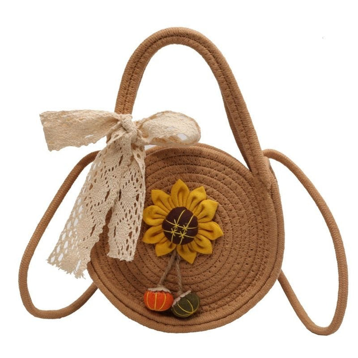 Cotton String Small Round Trendy All-match Seaside Beach Weaving Shoulder Messenger Bag-Women's Bags-Zishirts