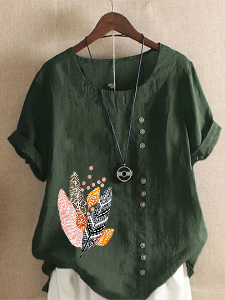 Short Sleeve Loose Casual Shirt Women-Womens 2024 March-Zishirts