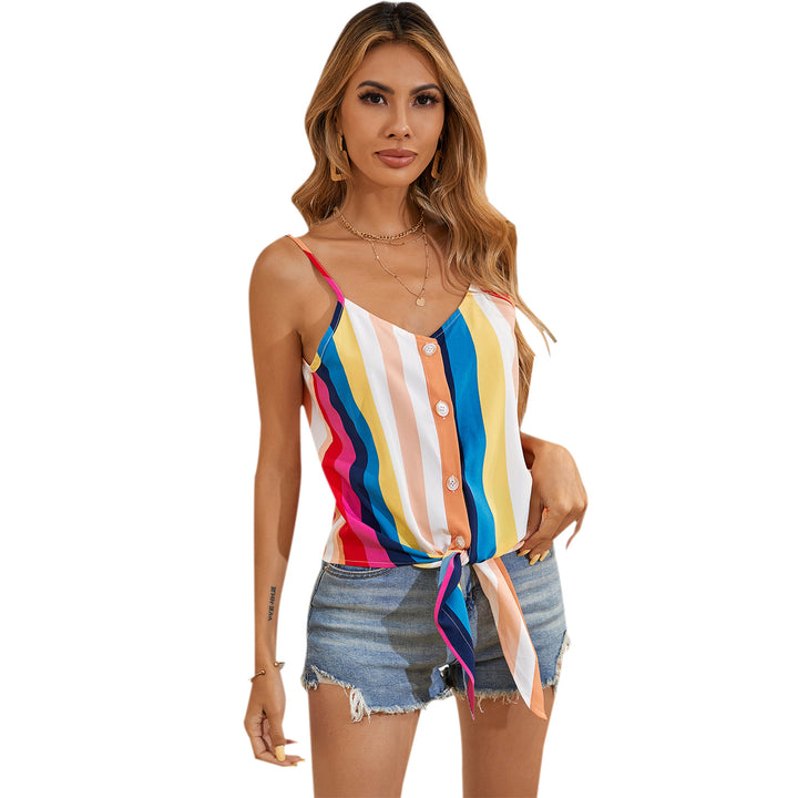 Chiffon Camisole Women's Striped Sleeveless-0-Zishirts