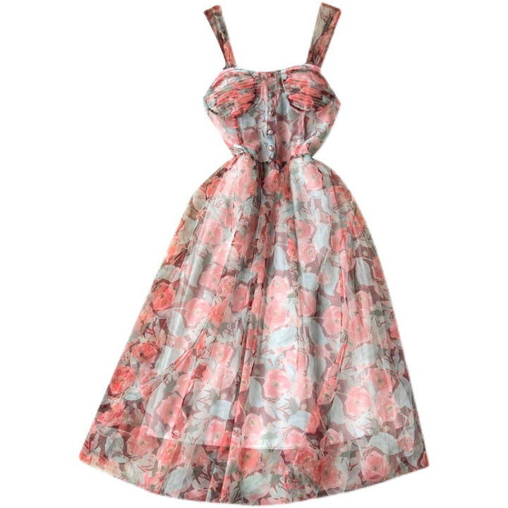 French Tea Break Floral Strap Dress-0-Zishirts