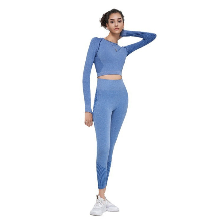 Seamless Sports Suit High Elastic Workout Long Sleeve Trousers Yoga Clothes-Women's Outerwear 2023-Zishirts