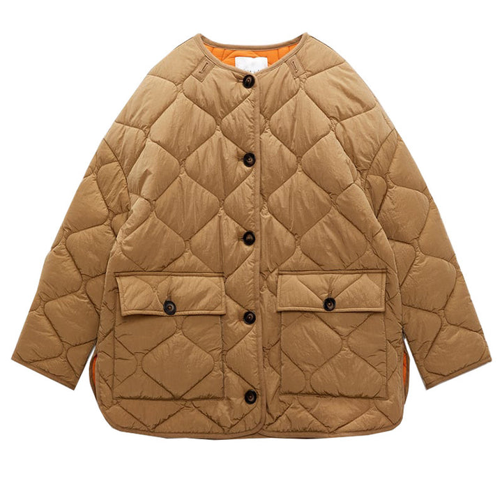 Women's Fashion Large Loose Pockets Quilted Cotton-padded Jacket Coat-Jackets-Zishirts