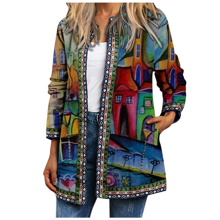 Women's Printed Long-sleeved Coat Cardigan-Women's Outerwear 2023-Zishirts