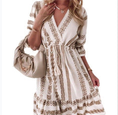 Women's Fashion Casual Printing Lace Dress-Womens 2024 March-Zishirts