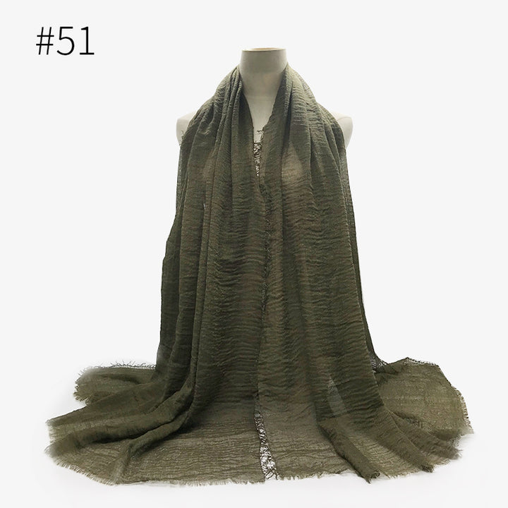 Monochrome Split Wrinkle Scarf Women's Toe Cap Shawl-Scarves & Wraps-Zishirts