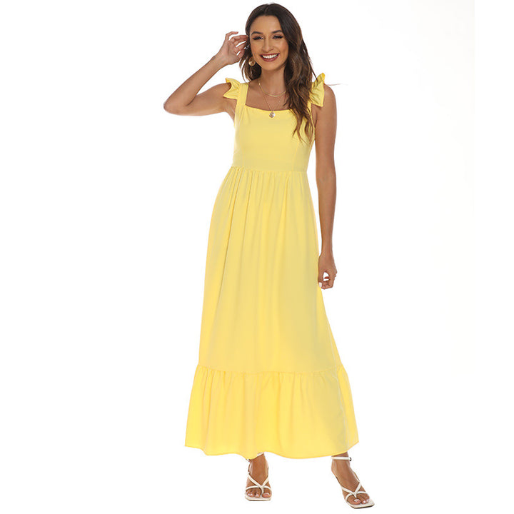 Summer Women's Bright Yellow Dress-Womens 2024 March-Zishirts