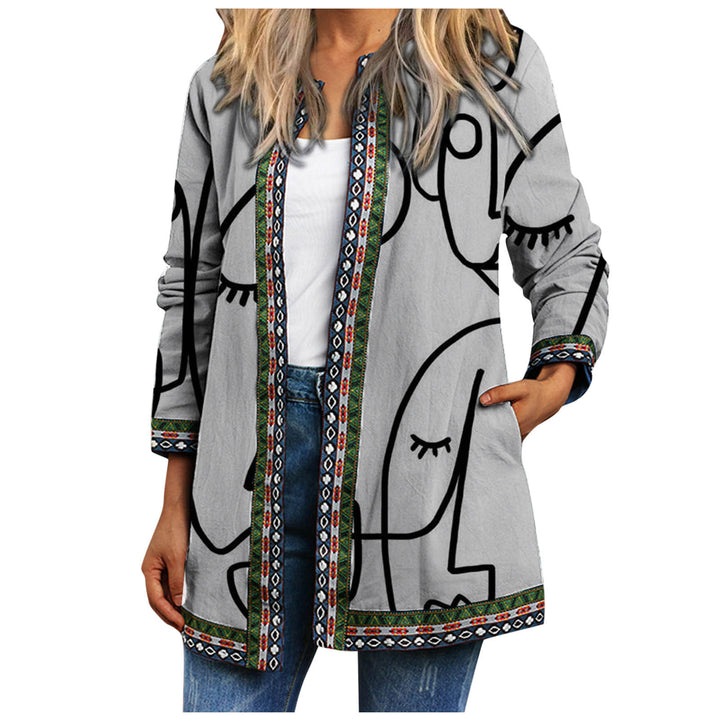 Women's Printed Long-sleeved Coat Cardigan-Women's Outerwear 2023-Zishirts