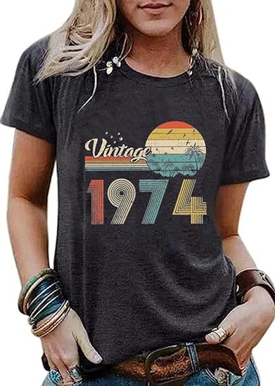 Vintage Women's Letter Vintage Print Party Top-Womens 2024 March-Zishirts